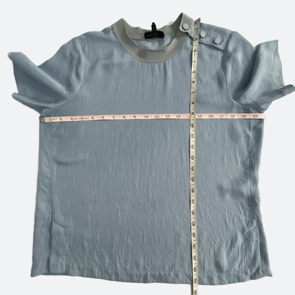 Rag & Bone Women’s Aiden Button Tee Top Short Sleeve Size Medium Powder Blue EUC - Picture 12 of 13